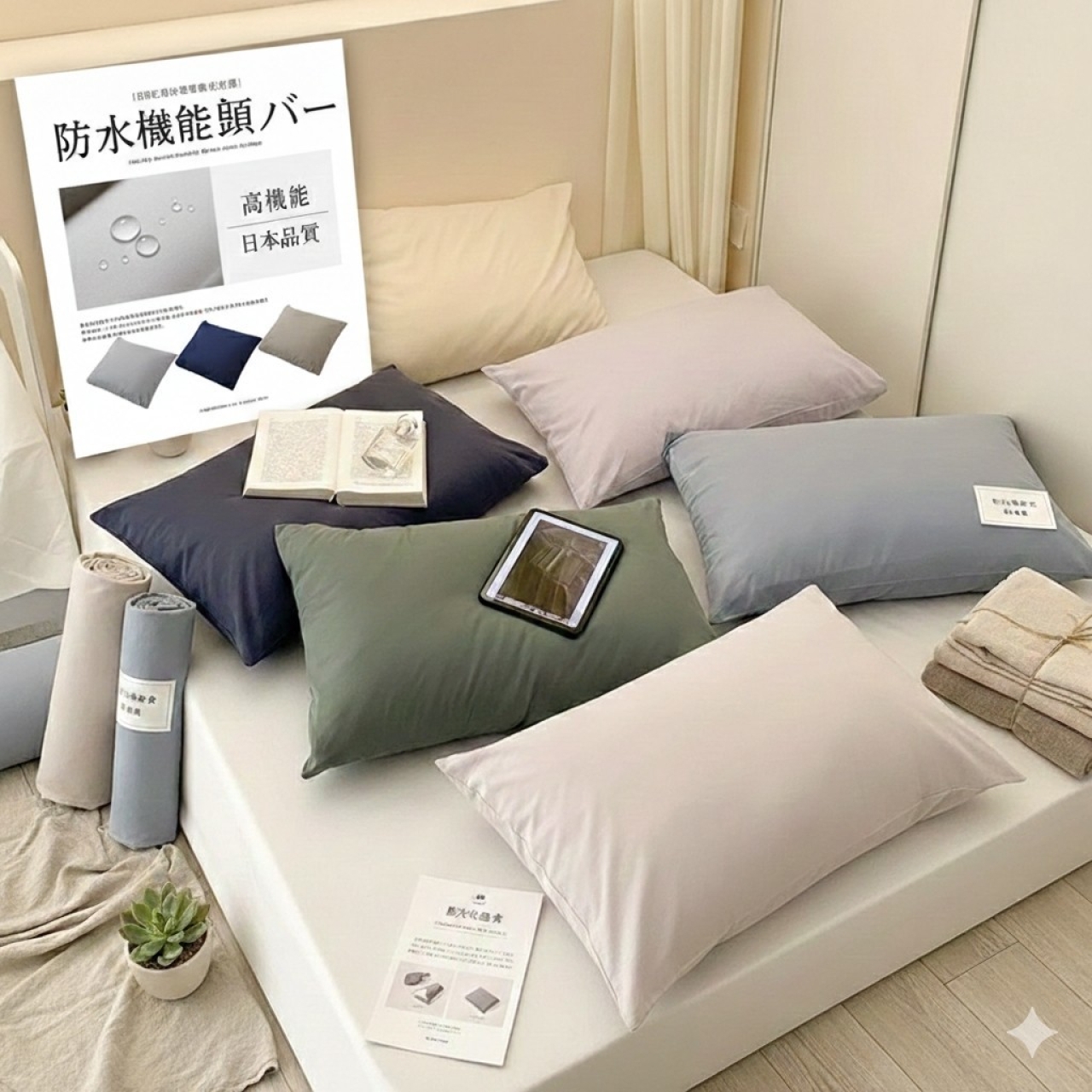 高支精梳棉 × 10A防蟎防水枕頭套2入 買一包送一包